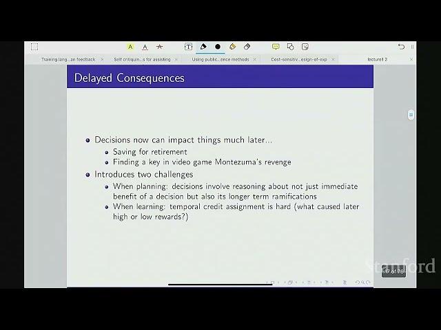 Stanford CS234 Reinforcement Learning I Introduction to Reinforcement Learning I 2024 I Lecture 1