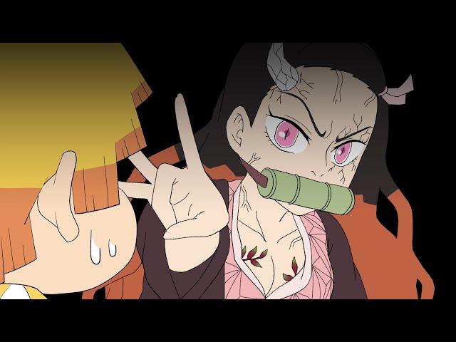 Zenitsu playing with Nezuko - Demon Slayer : Kimetsu no Yaiba