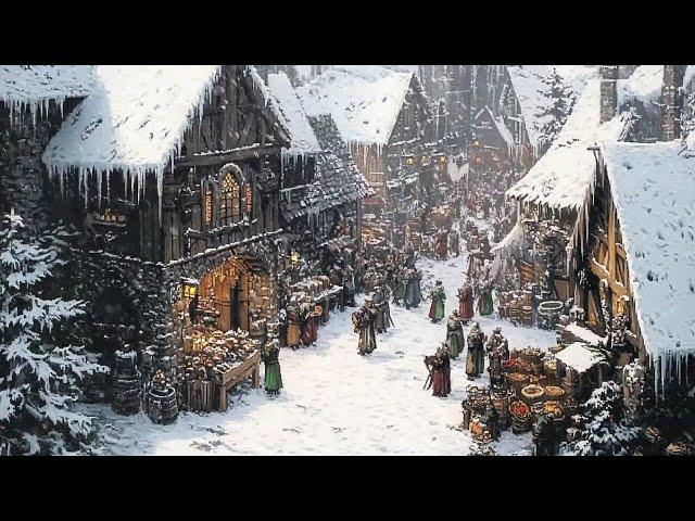 Winter Fantasy Village- Medieval Fantasy Music - Relaxing Music and Ambience - Medieval Folk Music