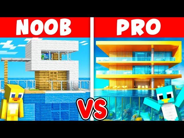 NOOB vs PRO: WATER HOUSE - Milo vs Chip Build Challenge in Minecraft!