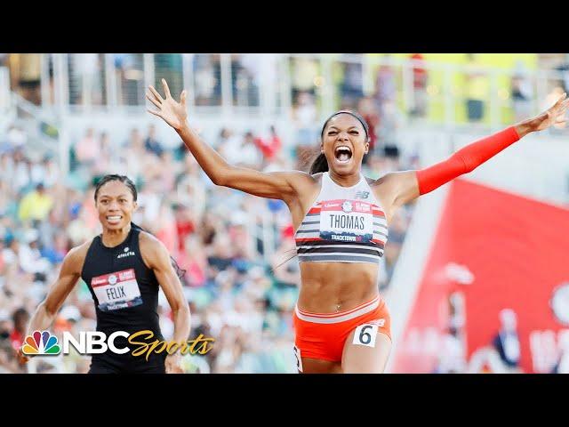 Gabby Thomas runs 2nd fastest 200m EVER, Felix 5th in Olympic trials final | NBC Sports