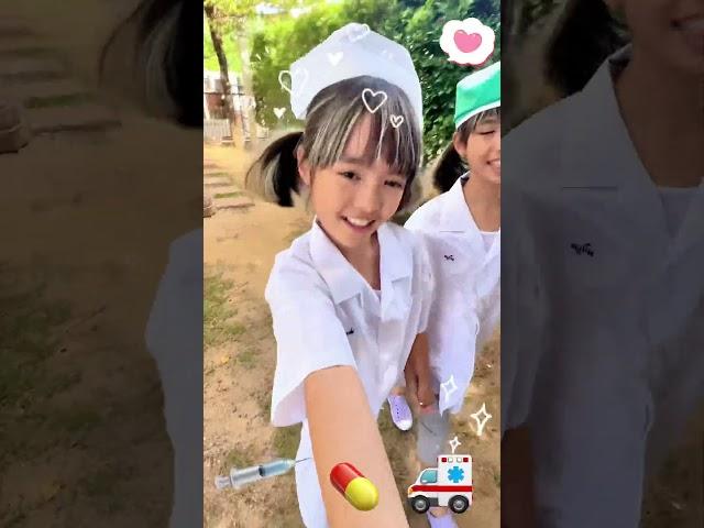#หนูยิ้มหนูแย้ม แต่งเป็นคุณหมอ ถ่ายละครค่ะ