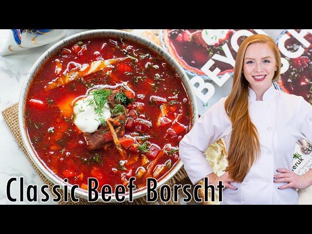 The BEST Classic Beef Borscht Recipe (Борщ) - Ukrainian Beet Soup w/ Beef! Family Recipe!!