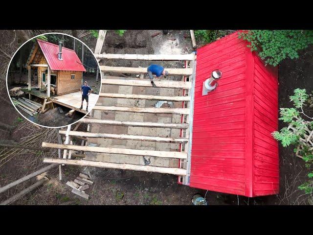 Ep.4 Roofing the Small Cabin Addition - DON'S LEAVING, Repurpose Metal Roof with Liquid Rubber