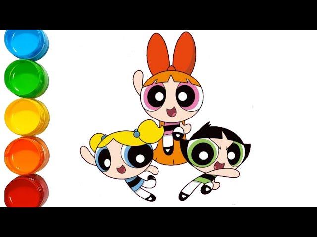 how to draw powerpuff girls | buttercup, blossom Drawing for kids