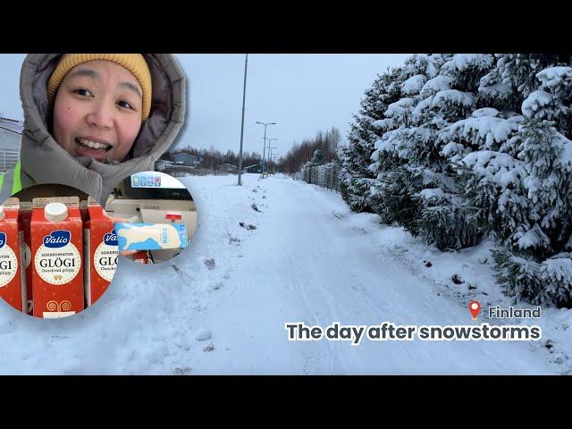 Winter Vlog - The day after snowstorms, walk with me, grocery shopping | living in Finland 