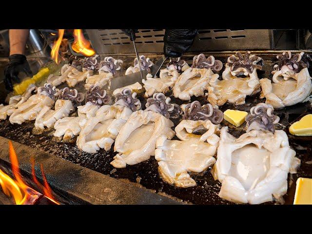 Insane Seafood Teppanyaki on a Giant Iron Plate! Over 500 Customers Wait Daily - Korean street food