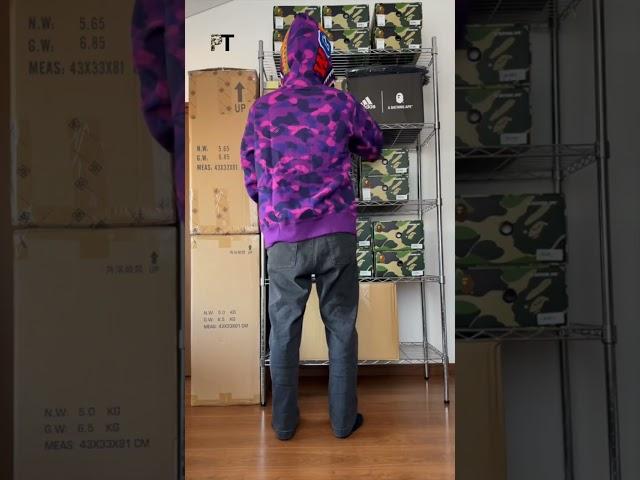 Unpacking hoodie BAPE purple camo  shark  full zip ApeBapeStore  #unpacking #bape #bapecamo