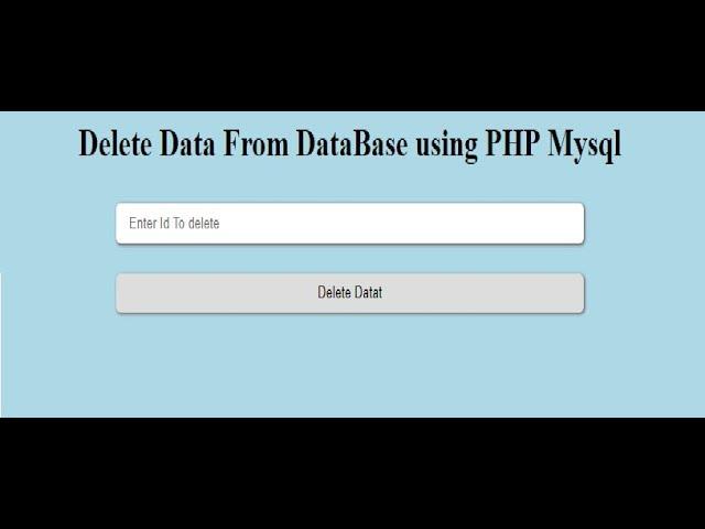 how to delete data from database using PHP Mysql