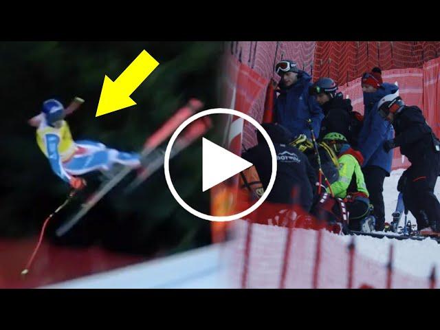 French Skier Cyprien Sarrazin Crashes Heavily in Downhill Training in Bormio Cyprien Sarrazin crash