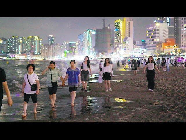 Beautiful Night Walk at GWANGALLi Beach, Seoul Travel Walker, Busan Travel.