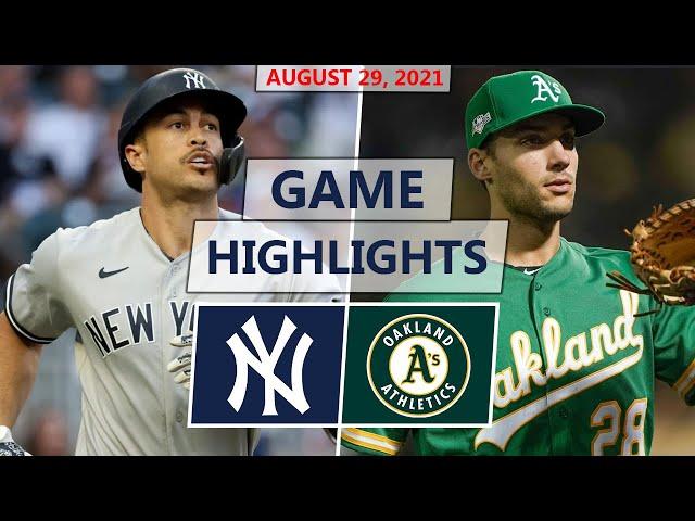 New York Yankees vs. Oakland Athletics Highlights | August 29, 2021 (Montgomery vs. Blackburn)