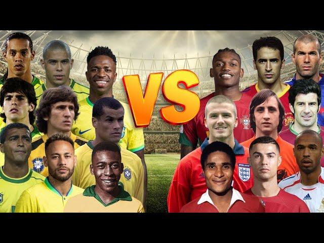 Brazil Legends vs European Legends | Footballer Comparisons(Ronaldinho Neymar Pele Ronaldo Zidane)