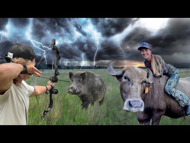 Archery Hog Hunt in Lightning Storm.. A Turn for the Worst