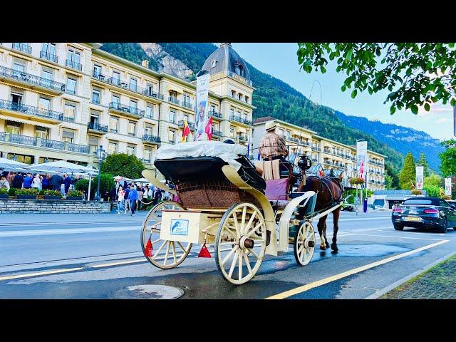 Peaceful evening walk in Swiss Town INTERLAKEN Switzerland