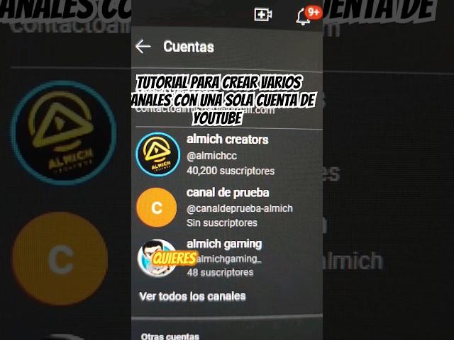 tutorial para crear varios canales con una sola cuenta (correo) en YouTube