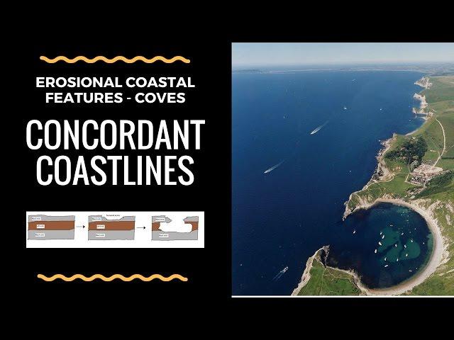 What are Concordant coasts (Coves) and how do they form- annotated diagram and explanation