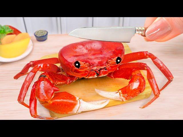 Catch and Cook Miniature Spicy Gochujang Crab Korean Style in Mini Kitchen  Yummy Seafood Recipe