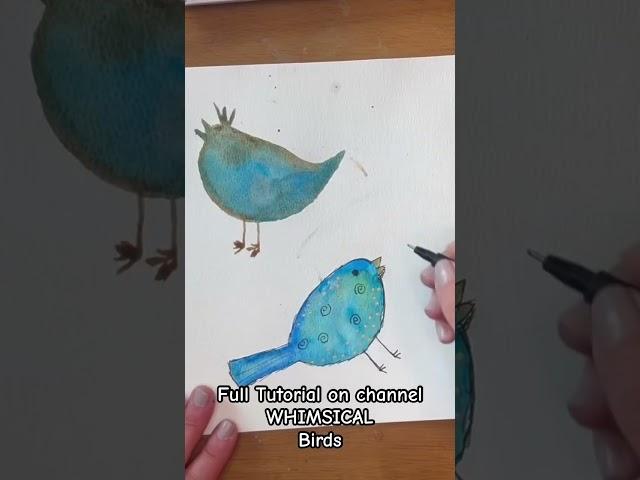 Easy Watercolor Whimsical Birds #whimsical #watercolorbird