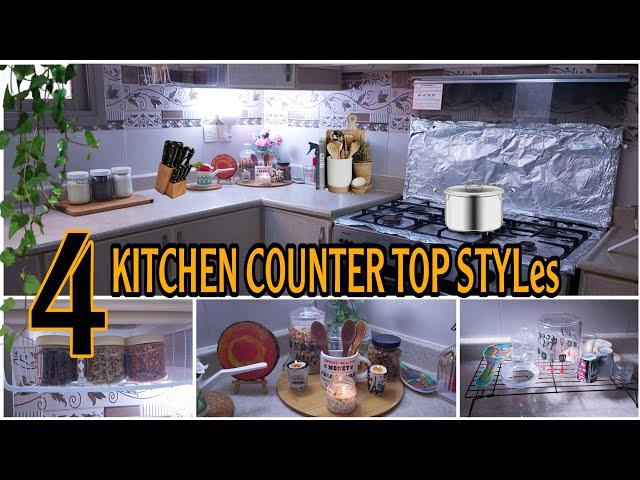 4 kitchen counter styles / How i organized my kitchen #spacesavingideas #kitchencountertoporgan