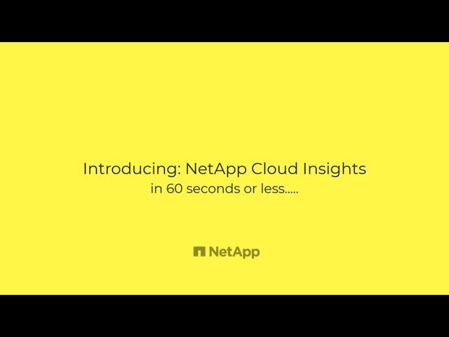 NetApp Cloud Insights in 60 seconds or less