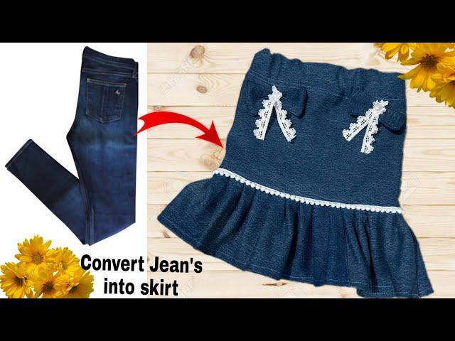 पुरानी जींस से बनाए Stylish Mini Skirt || Reuse of Old Jean's|| DIY Old jeans into skirt..