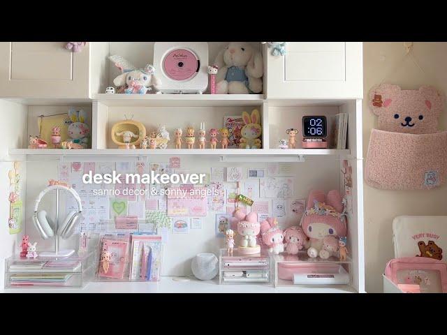 aesthetic desk makeover  | stationery organization, sanrio deco, sonny angels ft. moft unboxing