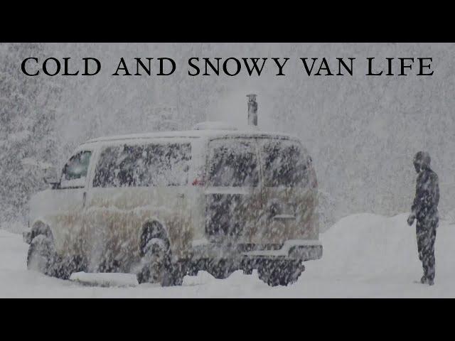 Snowy Van Life Adventures - Sleeping on a Mountain