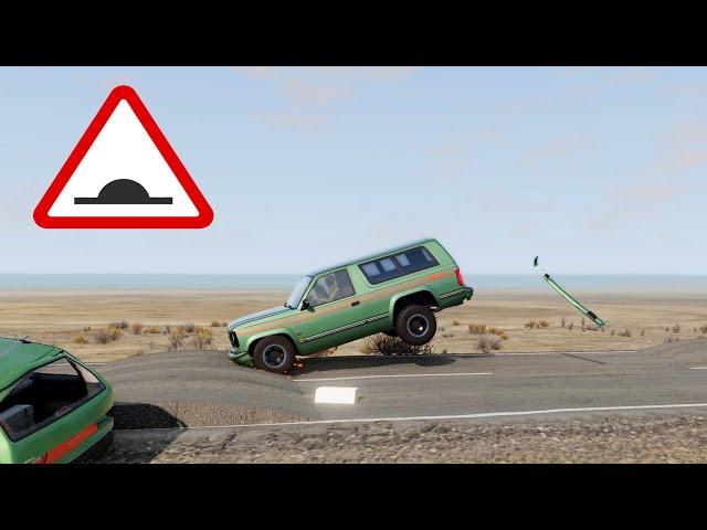 BeamNG Drive - Cars vs Speed Bumps #4 (High Speed)