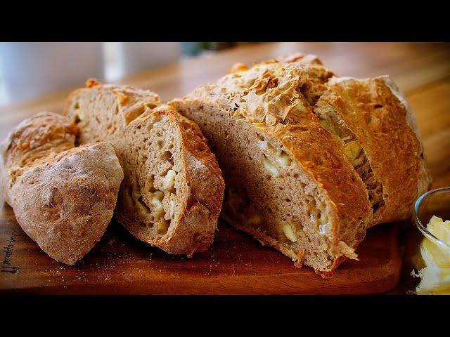 No Yeast Whole Wheat Bread with Cheese | ASMR Cooking