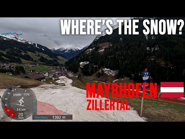 [4K] Skiing Mayrhofen, Eggalm to Rastkogel - Where is the Snow? Zillertal 3000 Austria, GoPro HERO11