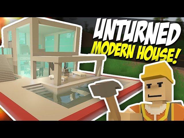 EPIC MODERN HOUSE - Unturned Build Tutorial! (Speed Build)