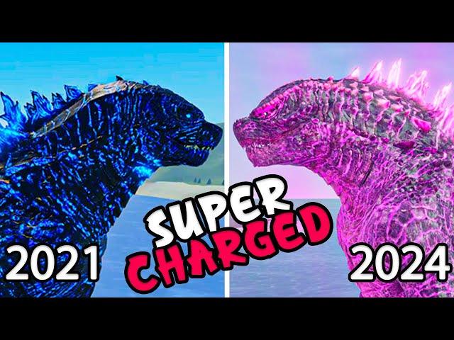 Evolved Godzilla Supercharged 2024 Vs Godzilla Supercharged 2021 - Roblox Kaiju Universe