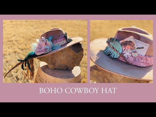 Glam Boho Cowboy hat | Create a work of art with a cowboy hat as your canvas
