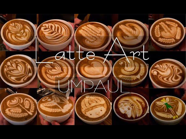 Amazing latte art with World Champion Umpaul signature Designs   cafe vlog 월드라떼아트 챔피언 엄폴의 라떼아트 디자인들