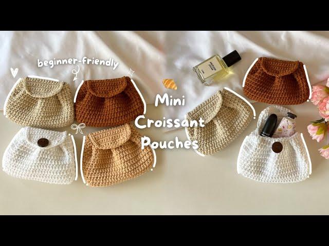  Mini Croissant Pouches Crochet Tutorial | * No-Sew & Beginner friendly