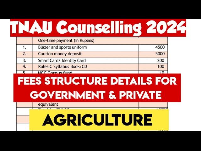 Fees Structure details for Government and Private Colleges|B.sc and B.Tech agriculture||Vjalerts