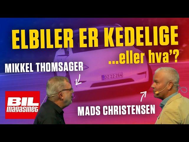 Mikkel Thomsager og  Mads Christensen på scenen eCarExpo 2024: Hvorfor er elbiler kedelige?