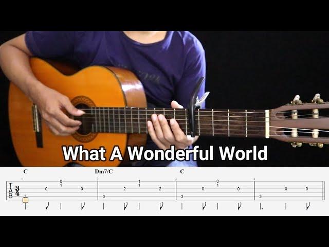 What A Wonderful World - Louis Armstrong - Fingerstyle Guitar Tutorial TAB + Chords + Lyrics