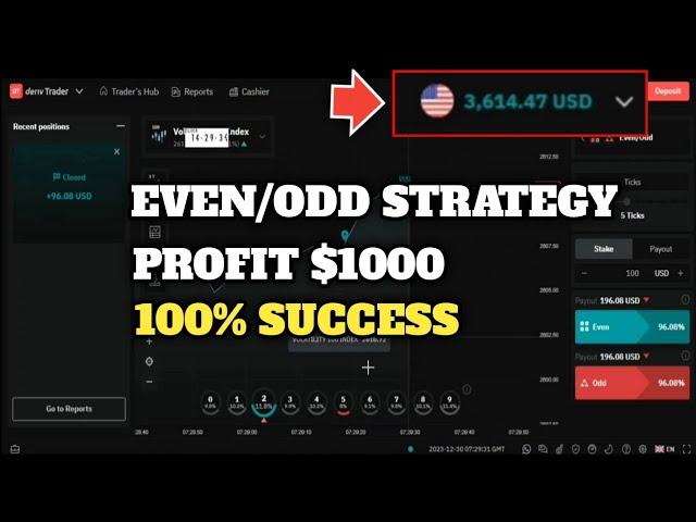 Binary.com EVEN/ODD Strategy - Profit $1000 || 100% Success