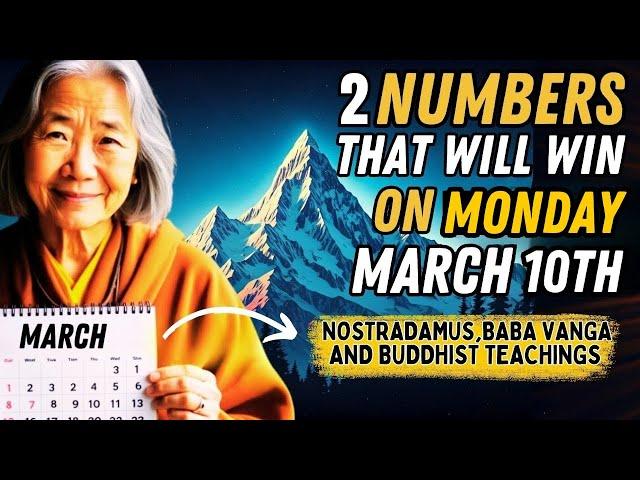 "2 NUMBERS TO WIN MEGA JACKPOT On Monday 10th March 2025 | Nostradamus Baba Vanga & Buddhist Wisdom"