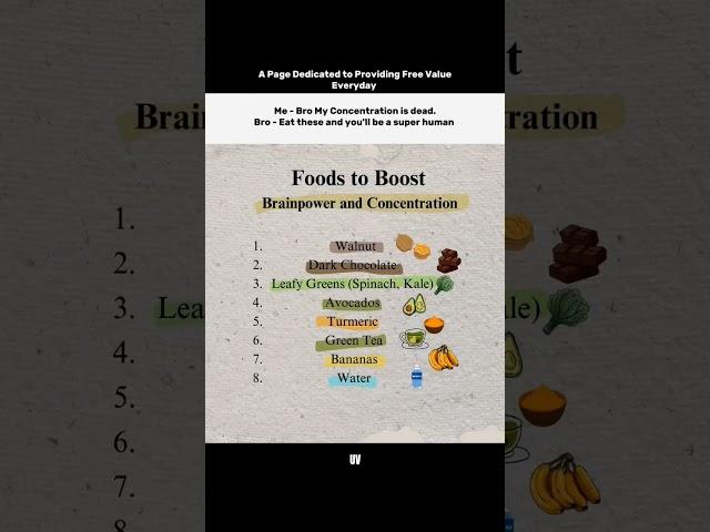 Top foods to boost brain power & focus. #mindset #food #brain #focus #motivation #health #quotes