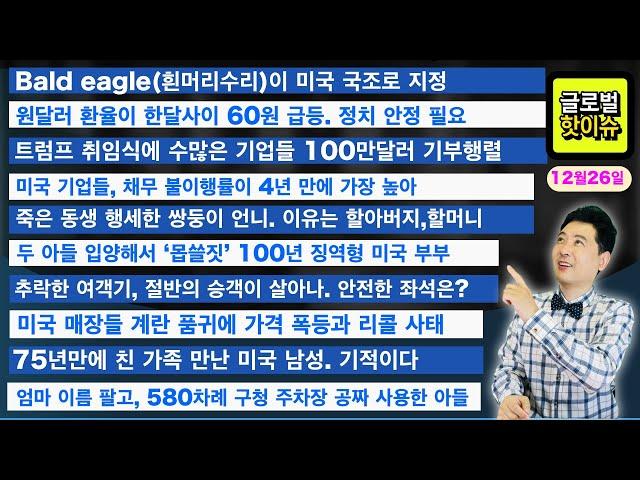 원달러 환율이 한달사이 70원 급등. 정치 안정 필요/Bald eagle(흰머리수리)이 미국 국조로 지정