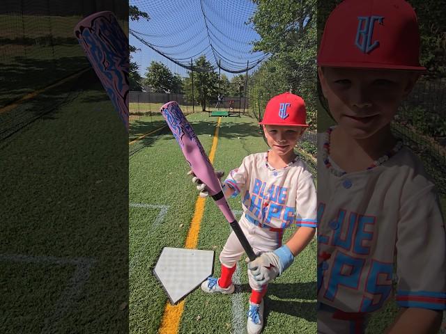 T-Ball bat vs Pitching Machine. #baseball #baseballswing #baseballbat #baseballboy #fail