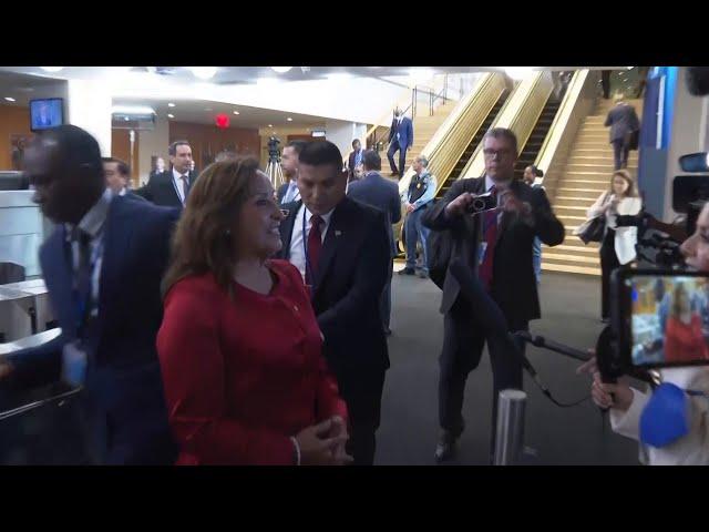 Peru President Dina Boluarte arrives at United Nations General Assembly