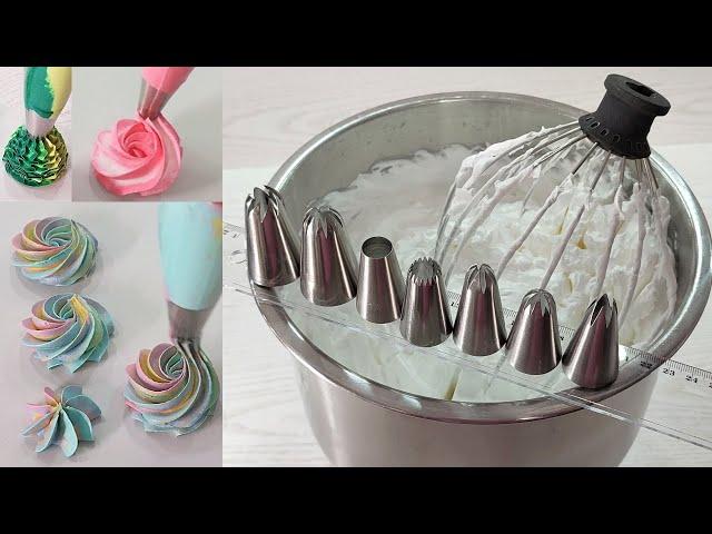 TOP 7 OF THE MOST BASIC LARGE PASTRY NOZZLES! Methods of coloring the cream frosting!