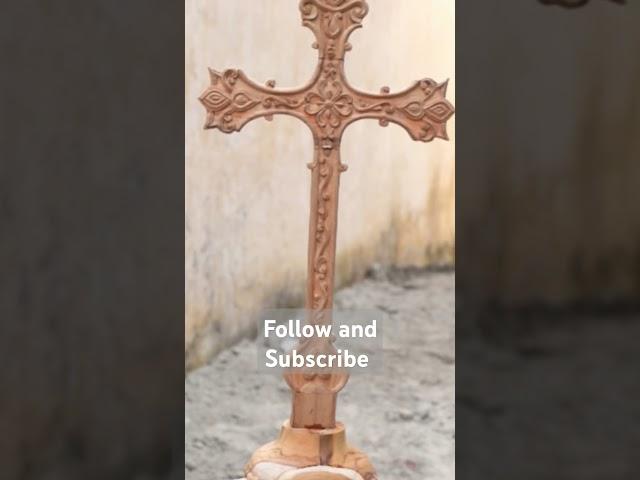 Dwell in the elegance of wooden cross hand carved by George Wood Carvings #woodcarving #cross #jesus