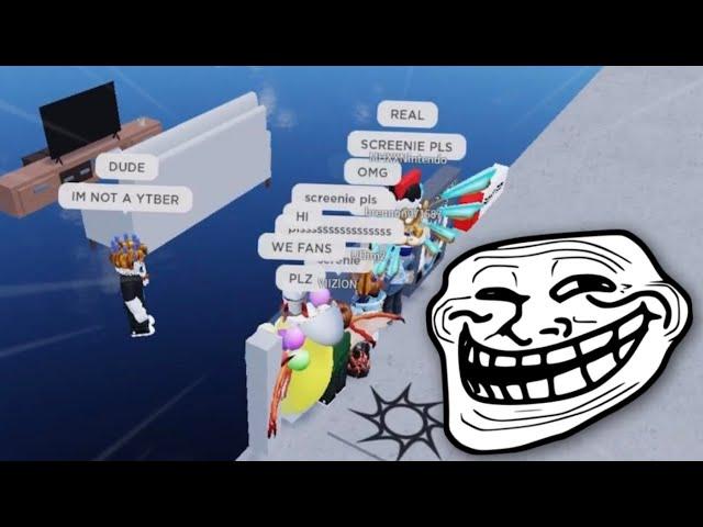 Pretending Random Players are Famous YouTubers (Roblox Obby Creator)