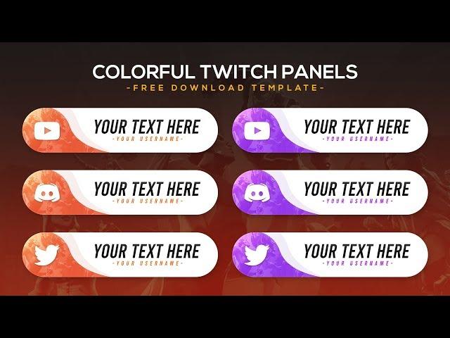 Colorful Gaming Twitch Panels Template - Free Download | FezoDesigns