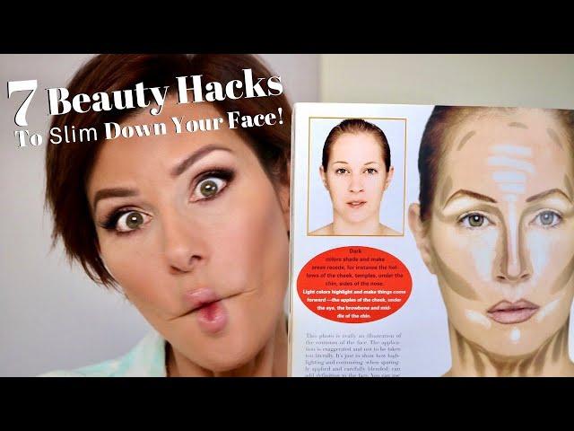 How To Make Your Face Look THINNER! 7 Slimming Contour, Hair & Makeup Hacks | Dominique Sachse